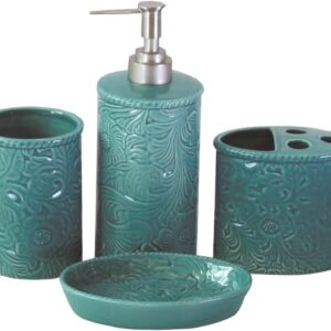 HiEnd Accents Savannah 4 Piece Ceramic Bathroom Countertop Set with Soap Lotion Dispenser