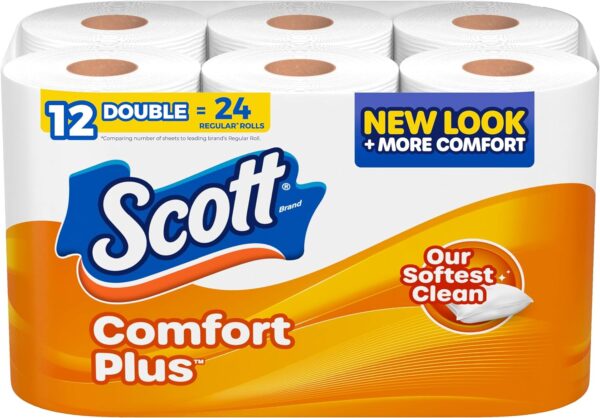 Scott ComfortPlus Toilet Paper, 12 Double Rolls,